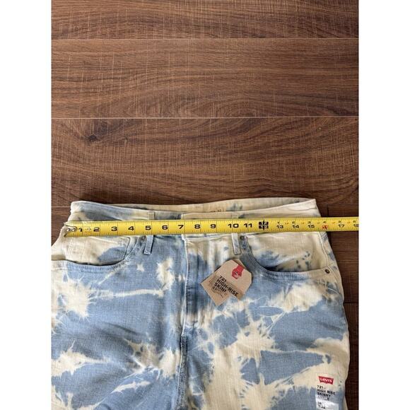 Levi's 721 High Rise Skinny Ankle Sz 32 Tie Dye Bleach Raw Hem Denim Jeans Levis - Picture 5 of 6